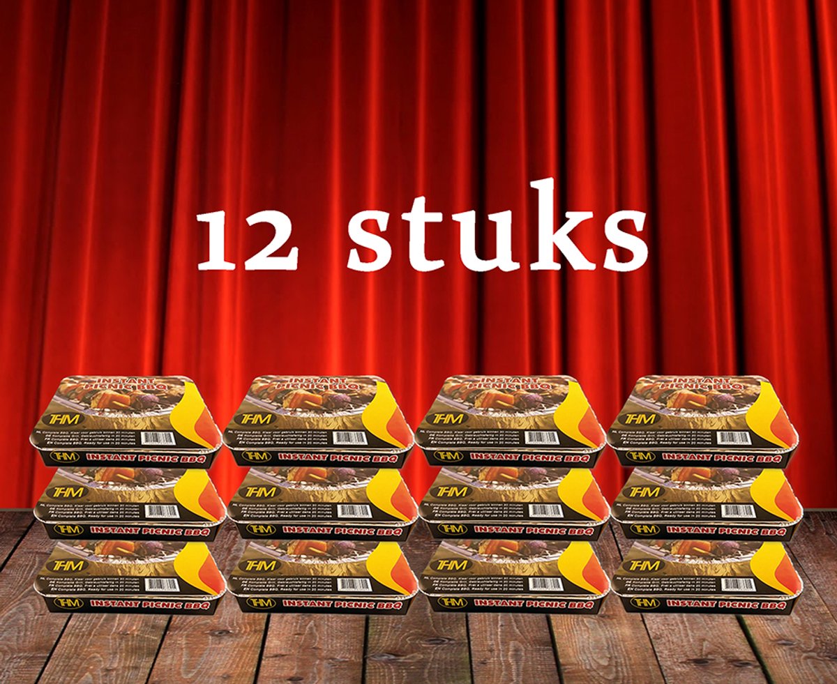 THM Instant Barbecue 12 stuks – Wegwerp BBQ, grillvlak 27×22 cm – binnen 20 min gebruiksklaar – ideaal voor picknick & camping