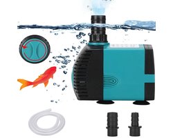 Mini Waterpomp 10W - Met zuignap en waterpijp - Ultra Stille Dompelpomp 600L/u - Aquarium Waterpomp - Vijverpomp - Fonteinpomp - Maximale Opvoerhoogte 1,2 m - Met 1,5 m netsnoer, 2 sproeiers - Voor Aquaria, Fonteinen, Beelden, Hydrocultuur, Vijvers