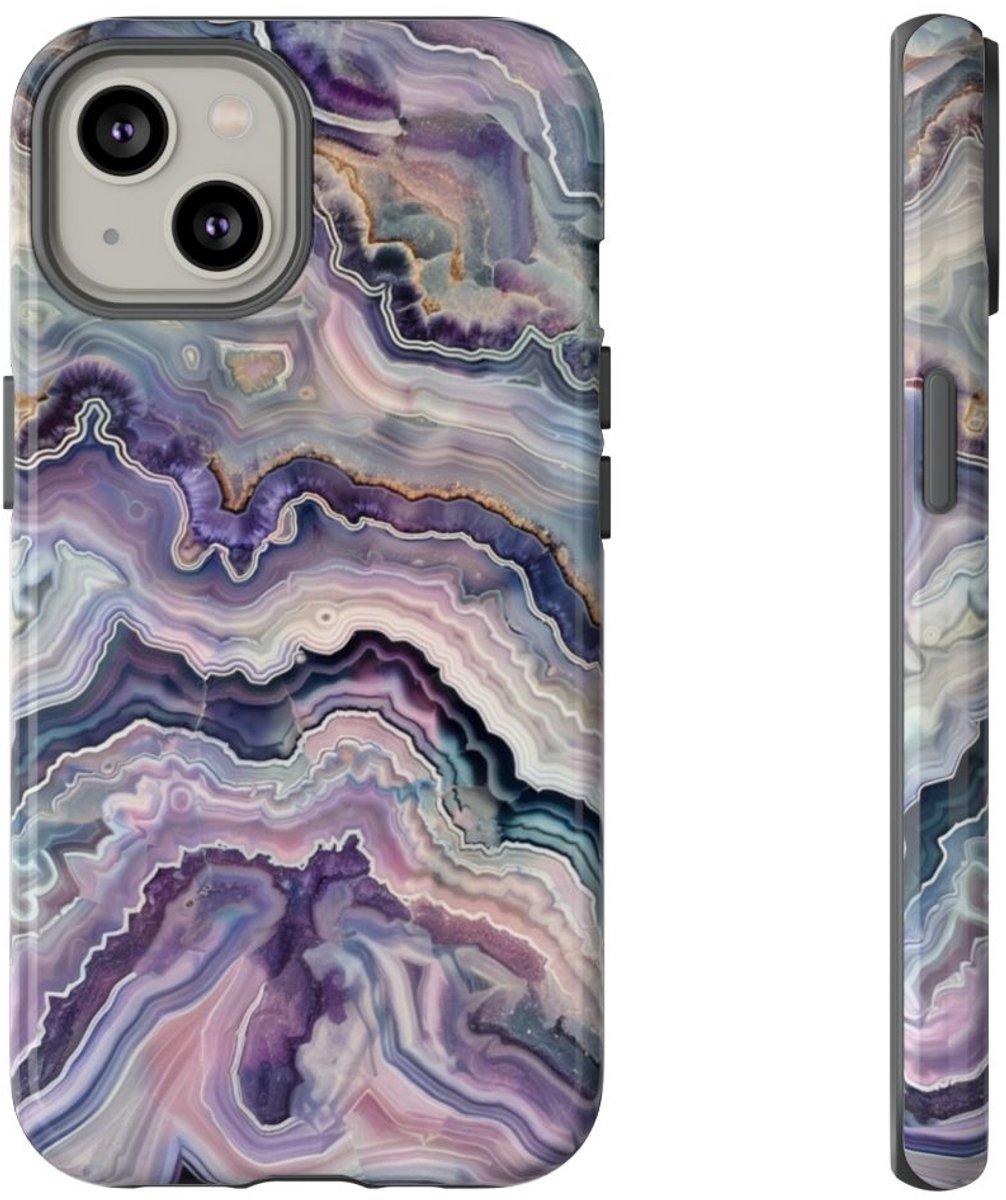 Paars-Blauw Geodepatroon – Telefoonhoesje Geschikt voor iPhone 14