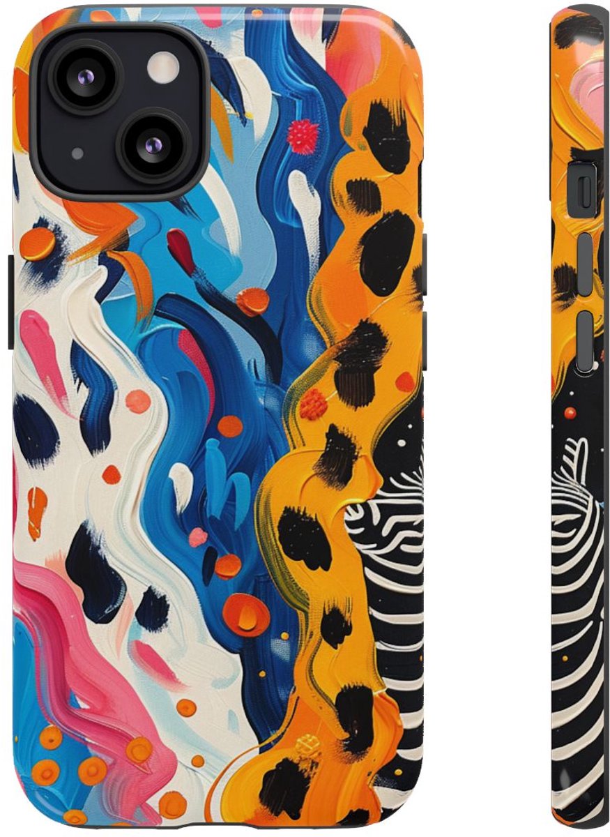 Abstract Kleurrijk Zebra Patroon – Telefoonhoesje Geschikt voor iPhone 13