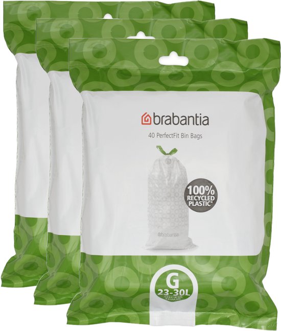 Brabantia PerfectFit Set van 3 - Vuilniszak dispenser pack - Code G - 23-30L - 3x 40 stuks