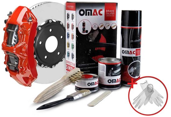 Peinture pour étriers de frein OMAC - Texas Red - brillant - kit de peinture automobile - Rouge