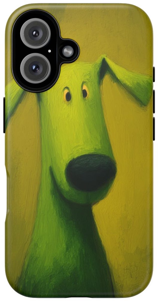 Groene Hond Mat Sterk Hoesje – Telefoonhoesje Geschikt voor iPhone 16
