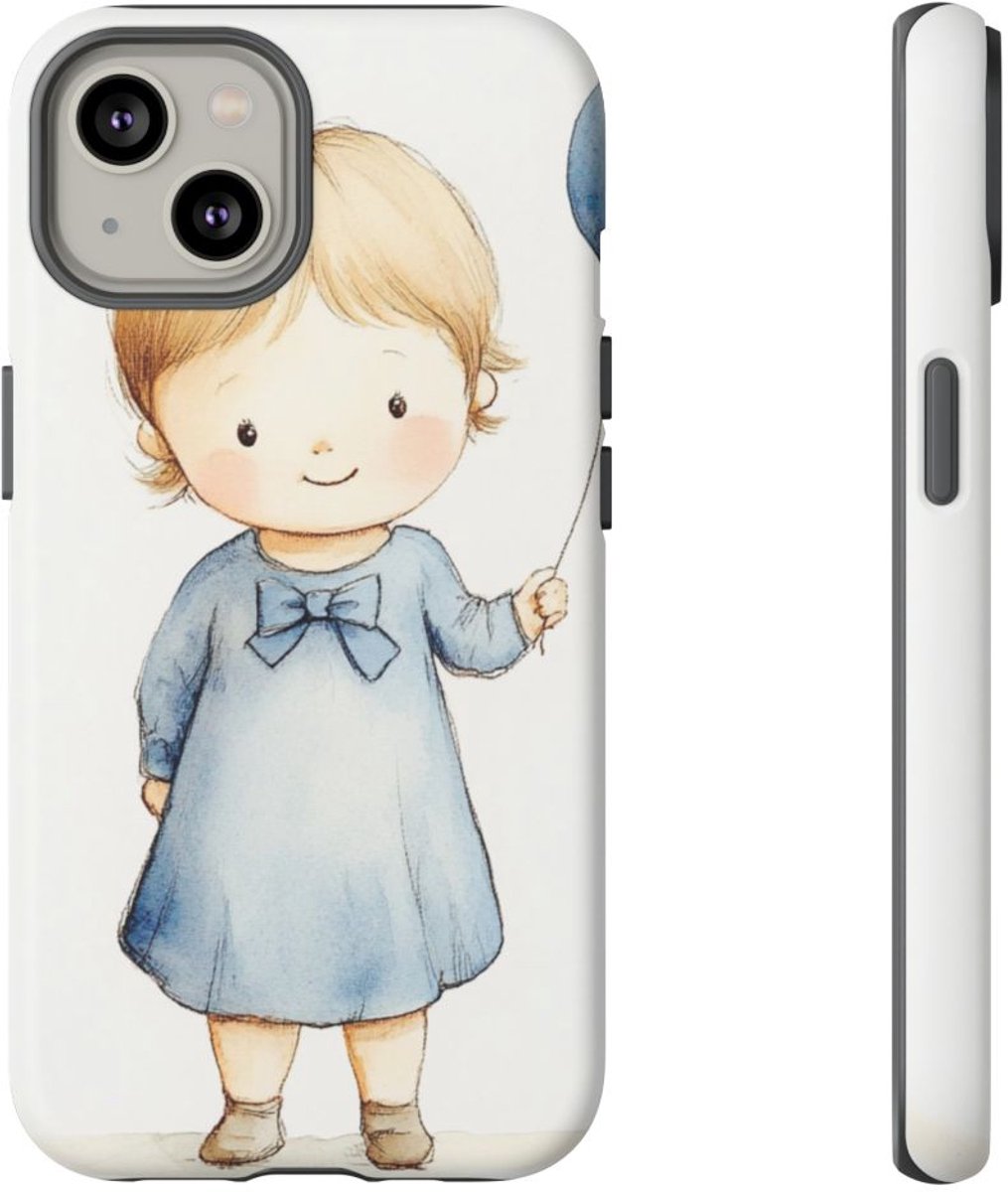 Meisje met Blauwe Ballon in Aquarel – Telefoonhoesje Geschikt voor iPhone 14