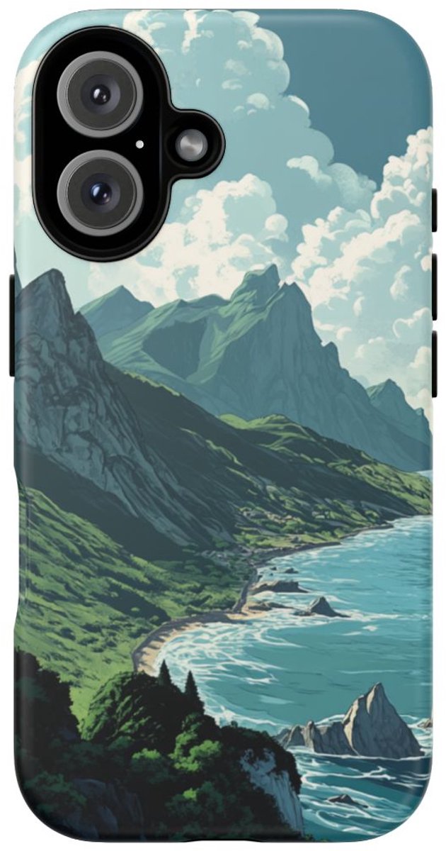 Berg- en Zeelandschap – Telefoonhoesje Geschikt voor iPhone 16