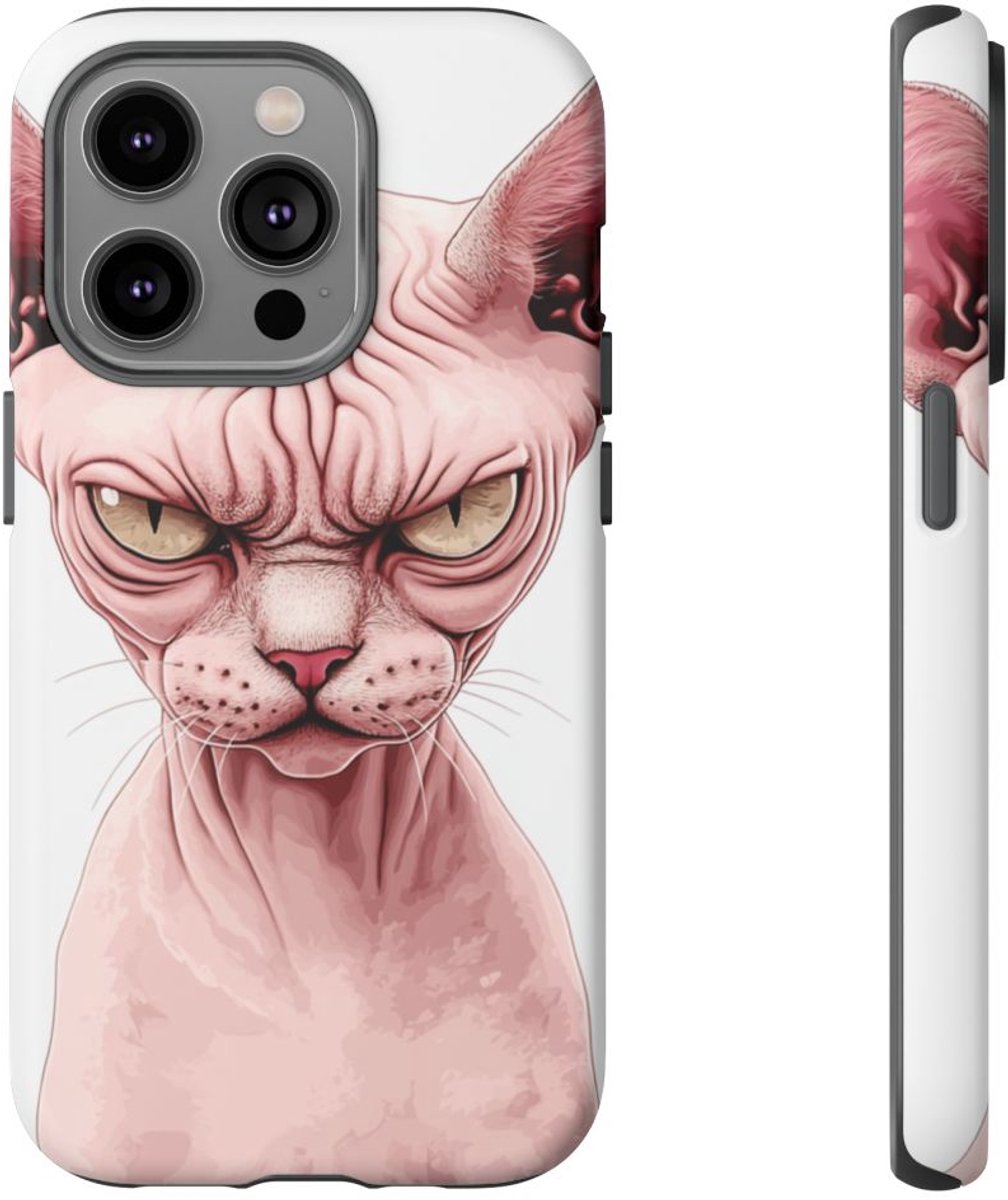 Roze Sfinxkat Illustratie – Telefoonhoesje Geschikt voor iPhone 14 Pro