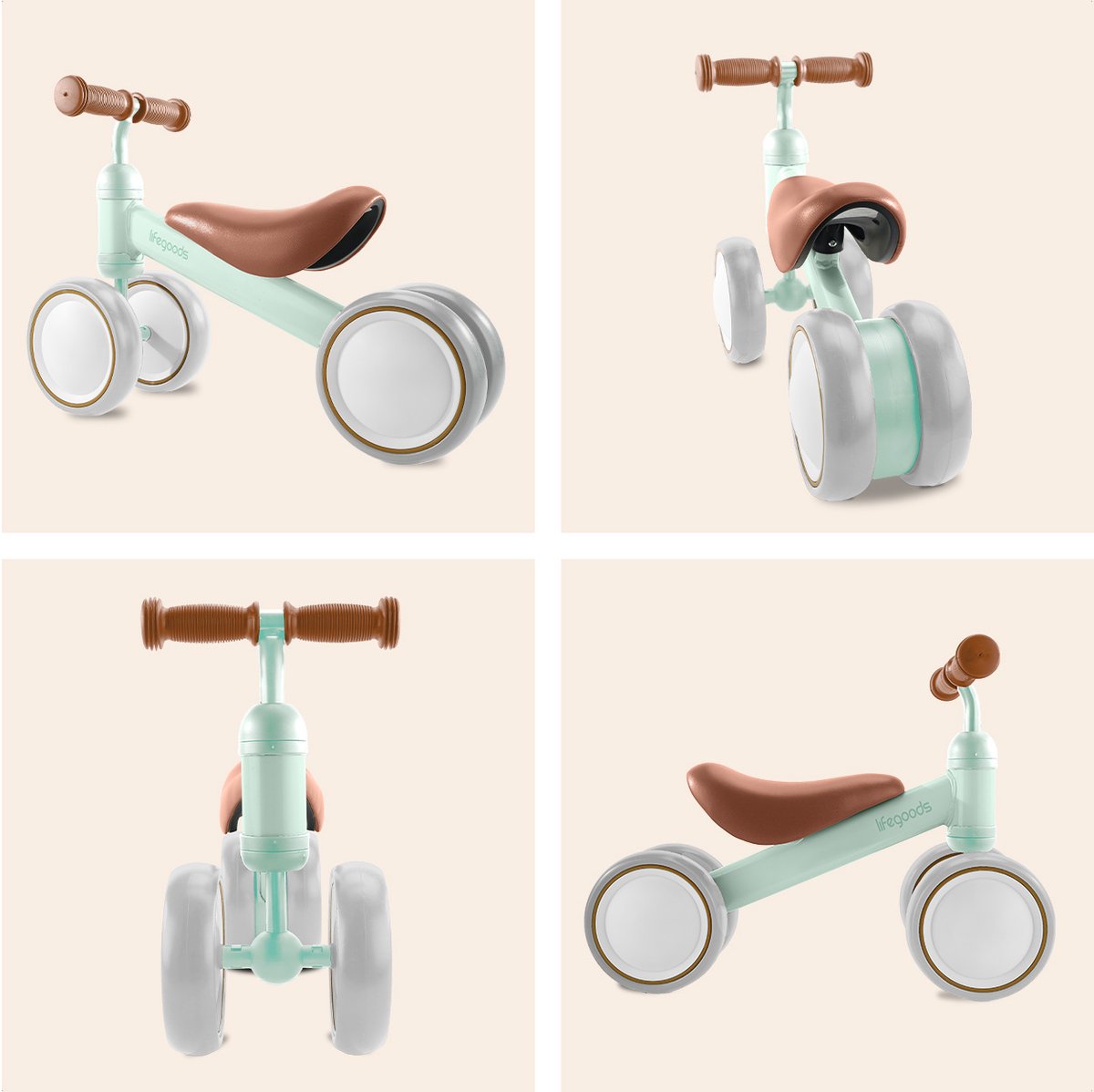 LifeGoods Loopfiets - Speelgoed Vanaf 1 jaar - Kinderstep - Loopfietsje - Pastelgroen — afbeelding 8
