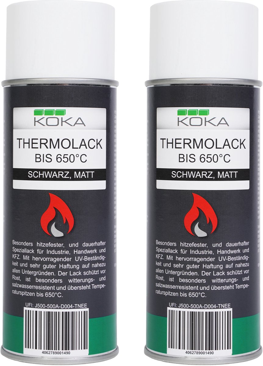 Image of 2x Thermolack zwart mat tot 650 graden Celsius