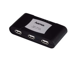 Actieve 4-poorts USB-hub met voeding, zwart
