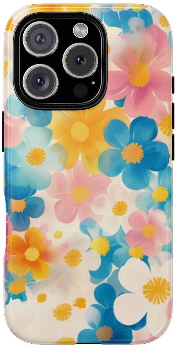Vrolijk Pastel Bloemenpatroon – Telefoonhoesje Geschikt voor iPhone 16 Pro