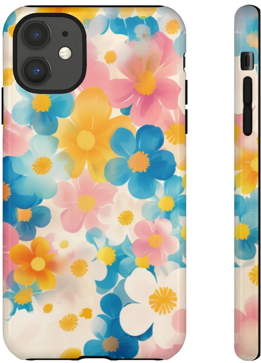 Fris Pastel Bloemenpatroon – Telefoonhoesje Geschikt voor iPhone 11