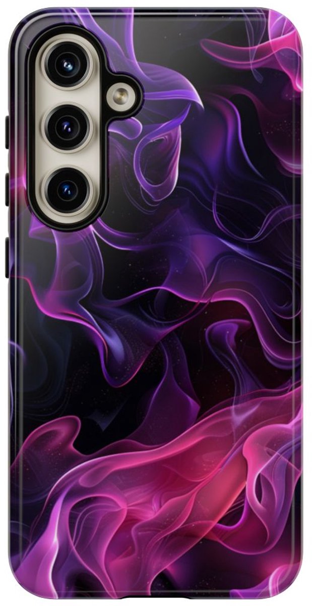 Violette en Roze Abstracte Vlammen – Telefoonhoesje Geschikt voor Samsung Galaxy S24