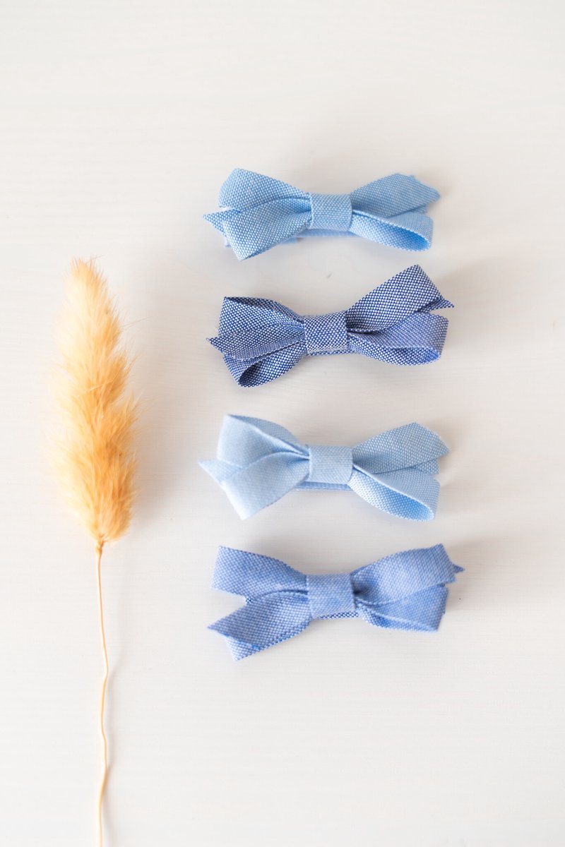 Haarspeldjes met strik - denim