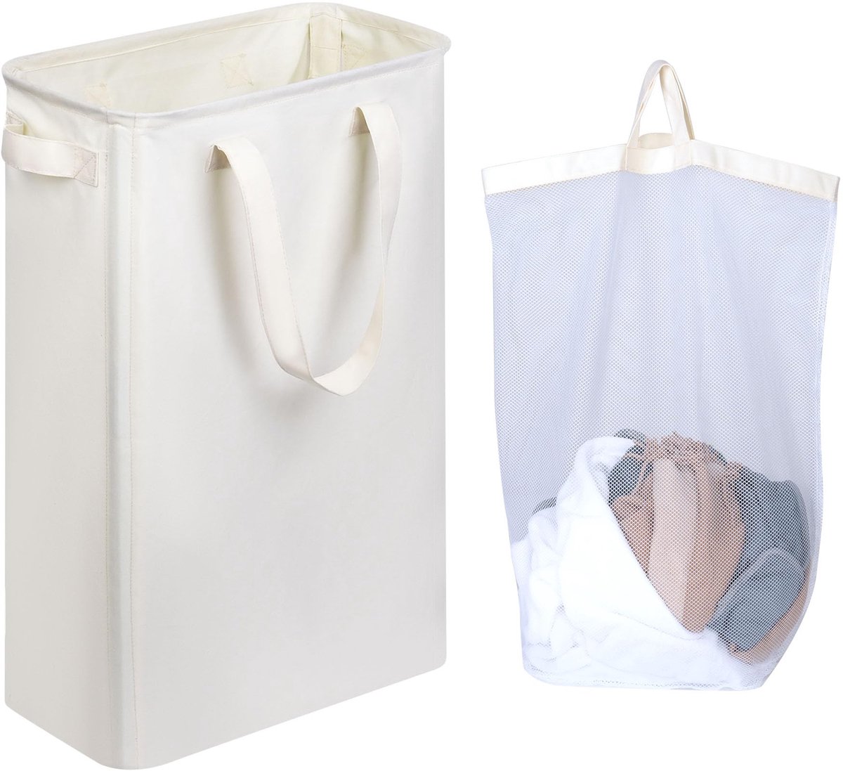 Slanke wasmand 75 liter met afneembare binnenzak – smalle opbergruimte voor slaapkamer, badkamer of wasruimte