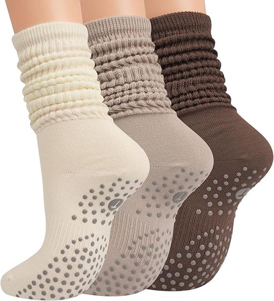Chaussettes antidérapantes - chaussettes antidérapantes pilates - chaussettes de yoga - chaussettes antidérapantes pour femmes et hommes - chaussettes de yoga antidérapantes - pour l'entraînement Chaussettes pantoufles longues Scrunch pour l'hôpital