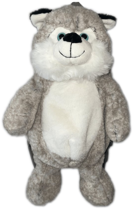 Cute since 1999 - Knuffel rugzak - Grijze Husky Rugzak - Boekentas kleuter - Zachte rugtas meisjes en jongens - 45x25cm