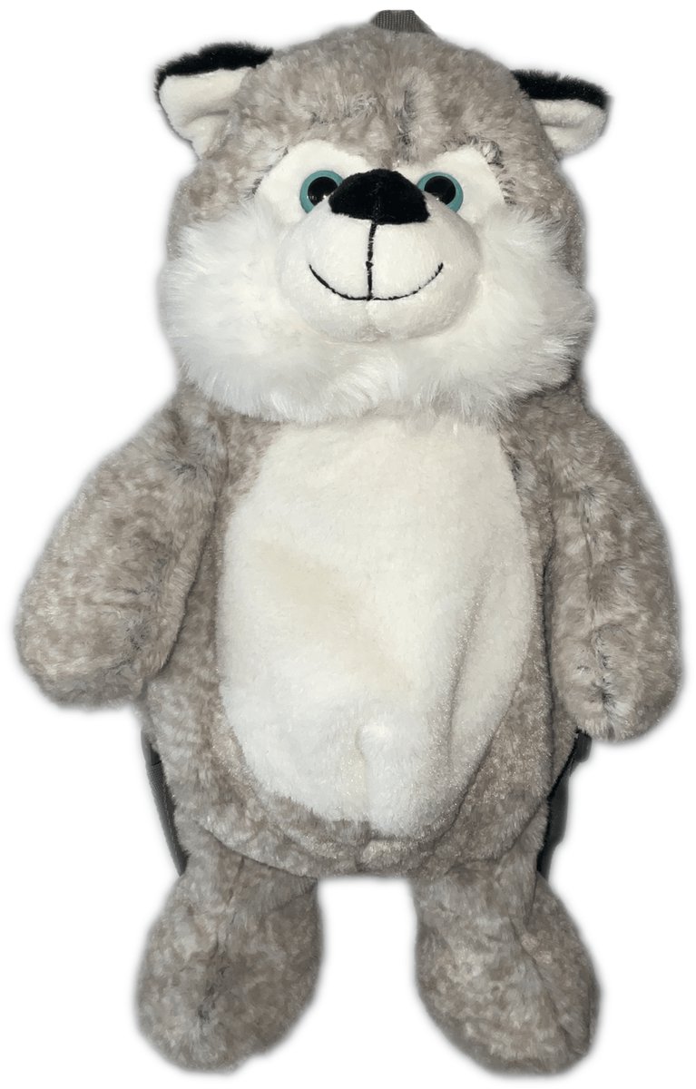 Cute since 1999 - Knuffel rugzak - Grijze Husky Rugzak - Boekentas kleuter - Zachte rugtas meisjes en jongens - 45x25cm