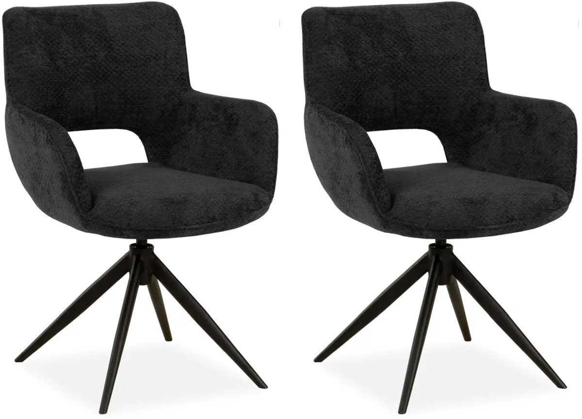 MX Sofa - Eetkamer stoel Darwin - Antraciet (set van 2 stuks)