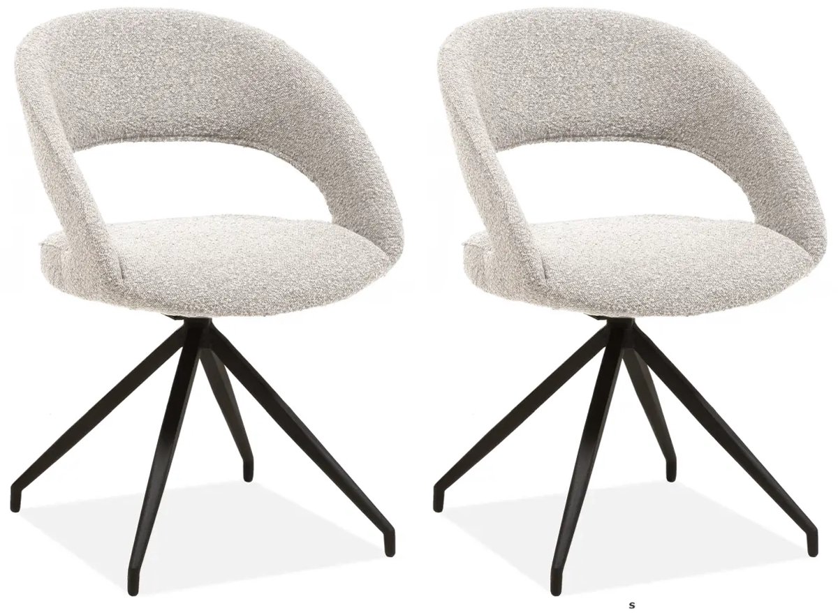 MX Sofa Draaibare Eetkamerstoel Yara - Pearl (set van 2 stuks)