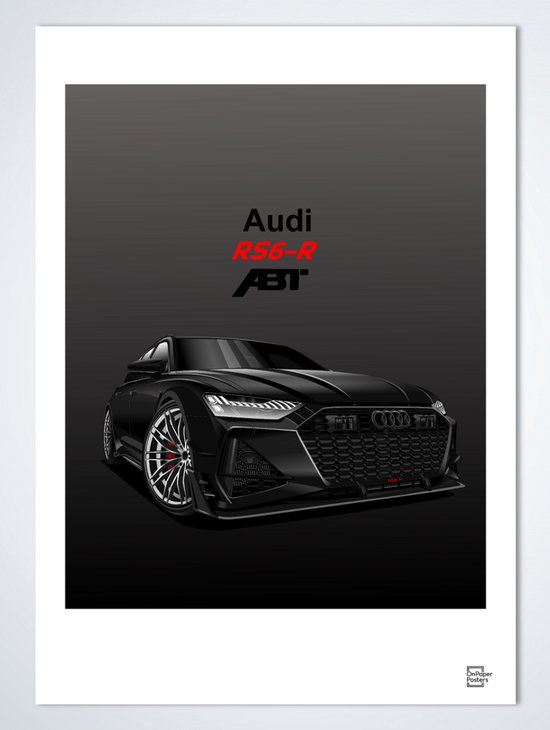 Audi RS6-R ABT Poster Zwart - Autoposter A2 (42 x 60 cm) | Kinderkamer | Slaapkamer | Kantoor
