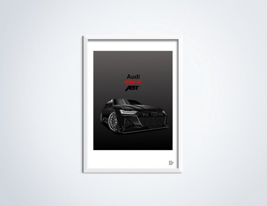Affiche Audi RS6-R ABT Zwart - Affiche voiture B2 (50 x 70 cm) | Chambre des enfants | Chambre à coucher | Bureau