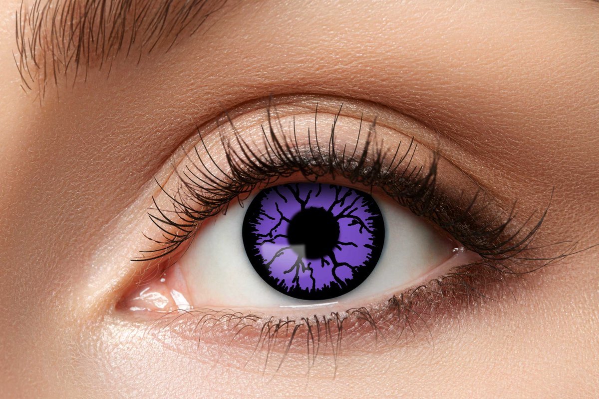 PartyXclusive kleurlenzen - Purple Monster lenzen - 3 maand lenzen - Paars. Carnaval / Feest / Halloween / Koningsdag / Festival