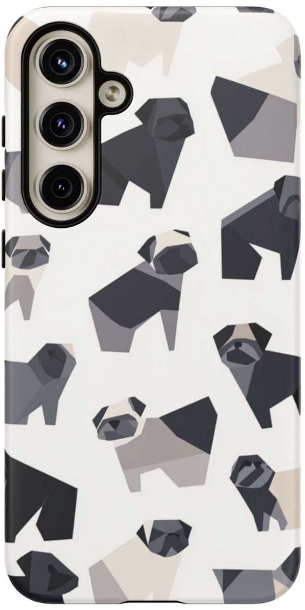 Minimalistisch Mopshondenpatroon – Telefoonhoesje Geschikt voor Galaxy S24 Plus
