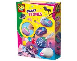SES Creative - Galaxy - Stenen schilderen - Knutselen Meisjes - Inclusief Spons, Rub on Plaatjes en Penselen - Vanaf 5 Jaar