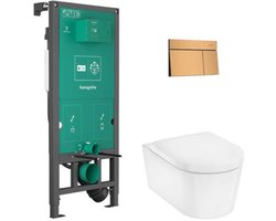 Hansgrohe EluPura S - Voorwand montageset, EluPura S toilet en Softclose zitting, iFrame Element E bedieningsplaat, geborsteld brons 60303140