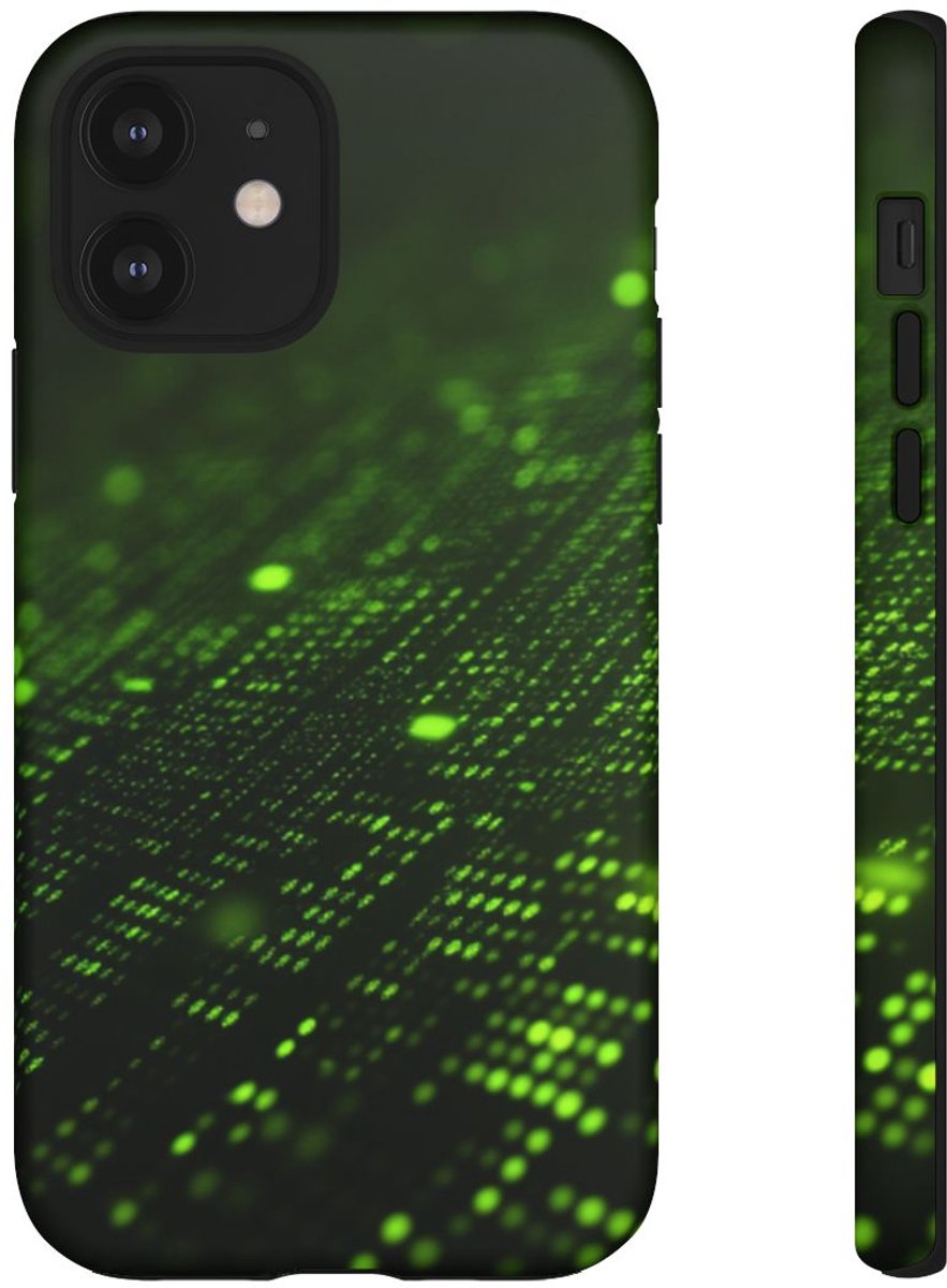 Abstract Groen Digitaal Deeltjesraster – Telefoonhoesje Geschikt voor iPhone 12