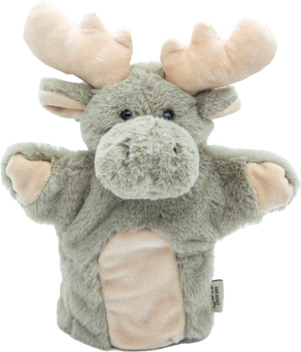 Cute since 1999 - Knuffel handpop Grijze Rendier - Dier knuffel - Handpop voor poppenkast - 20cm
