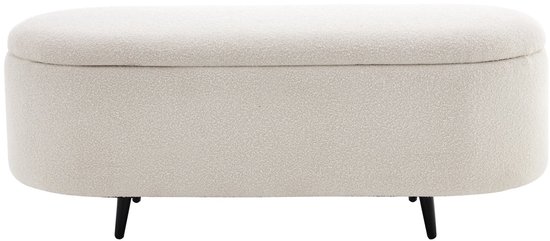 Canapé Scandinave Tapissé VOGUE 110cm Blanc Bouclé Noir Canapé avec Rangement - 45255