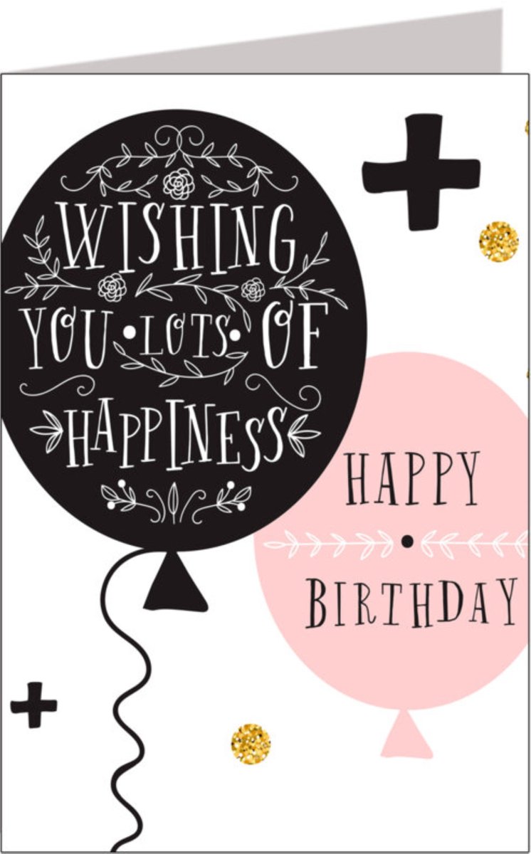 Verjaardagskaart - Happy Birthday - XL formaat - Wenskaart - Ballonnen - Wit - Een Stuk