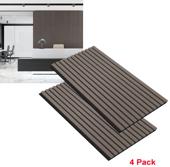 Houten Akoestische Panelen 120×60 cm Walnoot Bruin – Akoestisch Wand- en Plafondpaneel – Geluidsabsorptie – Set van 4