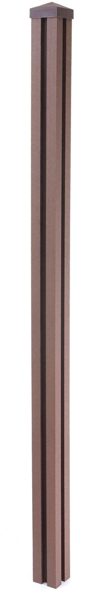 WPC paal Sarthe WPC omheining, pijlerpaal, insteeksysteem 1,88m ~ bruin