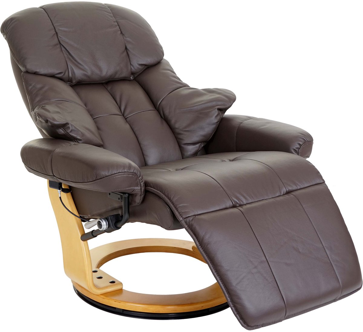 MCA Calgary 2 relaxfauteuil, TV-fauteuil, echt leer, 150kg belastbaar ~ bruin, natuurlijk bruin