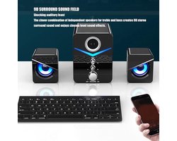 Computerluidsprekers - Multimedialuidsprekersysteem met Diepe Bas - 2.1-kanaals Desktop Bluetooth-luidspreker - Blauw Omgevingslicht - voor Computerruimte en Woonkamer - zwart .