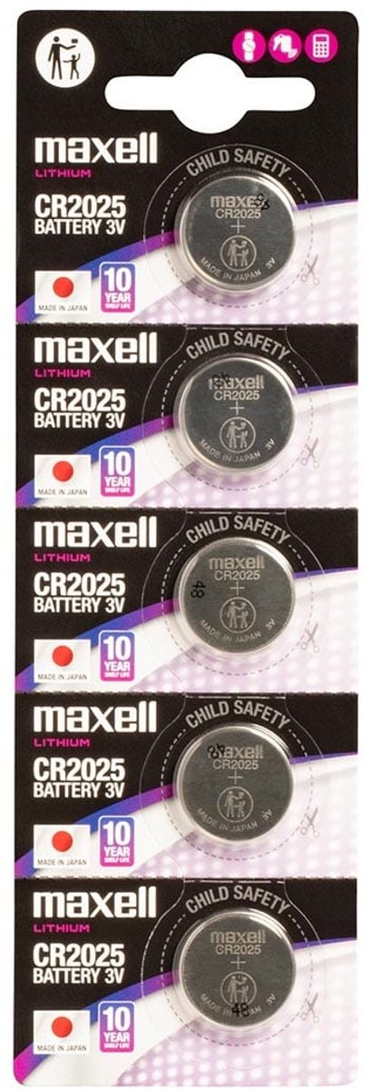 Maxell CR2025 Lithium 3V niet-oplaadbare batterij - 5 pak