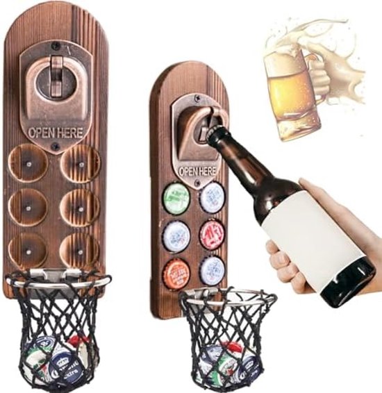 Arola Billiard Ball Bottle Opener, Magnetic Removable Metal Wall Bottle Opener, with Cap Collector, Gift for Billiard Fans, Beer Lovers and Men
