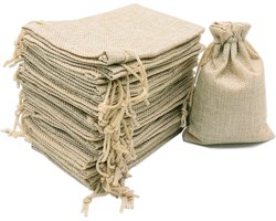 50 stuks - Katoenen canvas opberg zakjes - Tasje met afsluitkoord - 7 x 9 cm - Linnen zakjes - Herbruikbare zakjes met trekkoord - Cadeau tasje/goodie bags/bedankt zakje