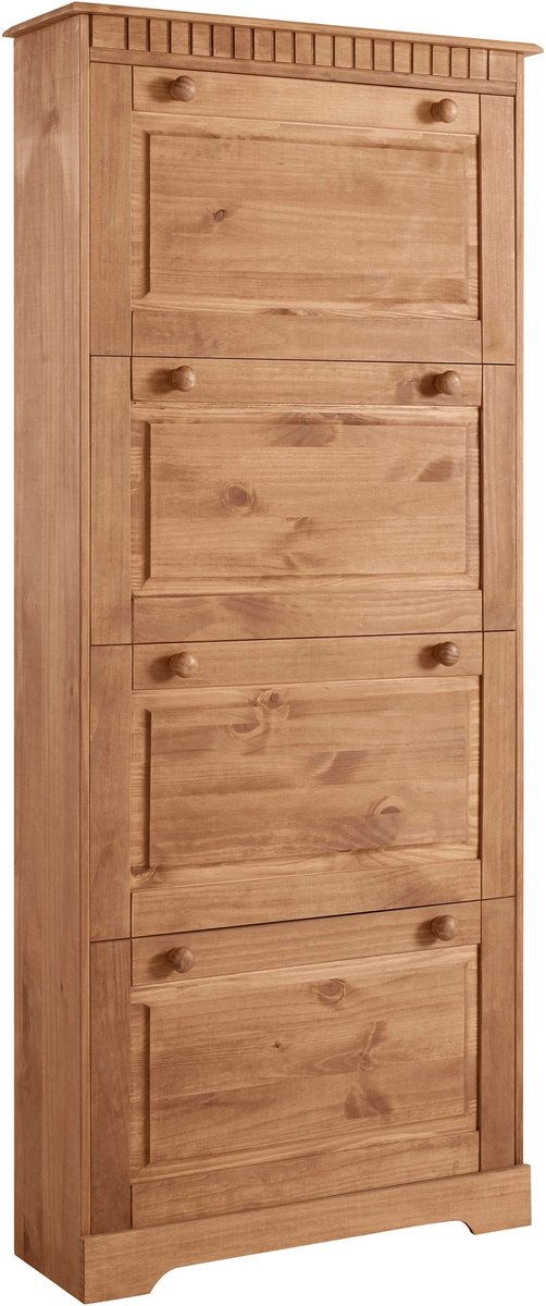 Notio Living Lisa-Schoenenkast - 4 Kleppen - Bruin Grenen Natuur