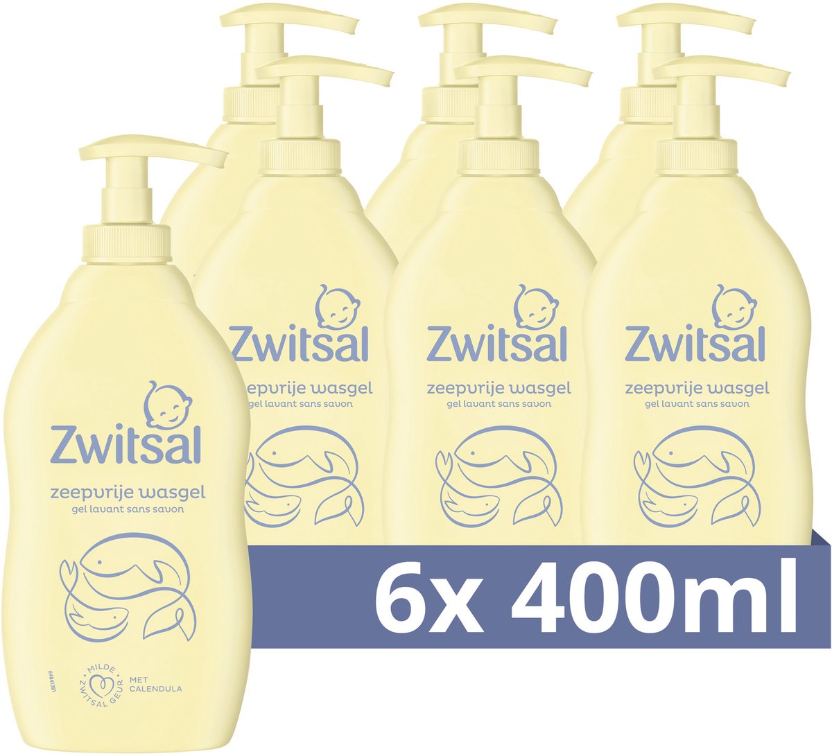 Goedkoopste Zwitsal Zeepvrije Wasgel - Baby - helpt de natuurlijke huidbarrière te beschermen - 6 x 400 ml