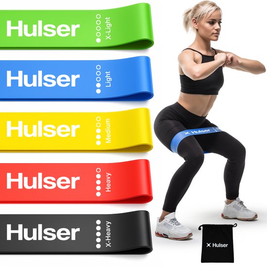 Foto: Hulser mini resistance band set 5 delig 2 tot 18 kg 30 cm weerstandsband fitness booty band stretch elastiek bands power band weerstandselastiek
