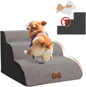 CALIYO Hondentrap - Trap Hond 3 Treden – 40x60x40 cm - Hondentrapje voor Honden - Hondenloopplank - Opstapje Hond - Foam - Grijs