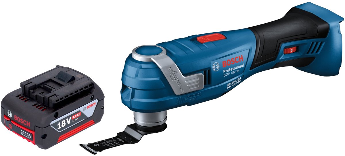 Bosch GOP 18V-34 Profi-snoerloze Multi-Cutter 18 V Starlock Plus + 1x accu 4.0 Ah - zonder oplader