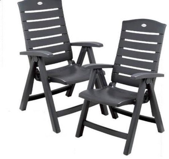 Hartman Florion SL Royal Grey - Set de 2 - Chaises de jardin réglables - 5 positions - Chaises de jardin en plastique