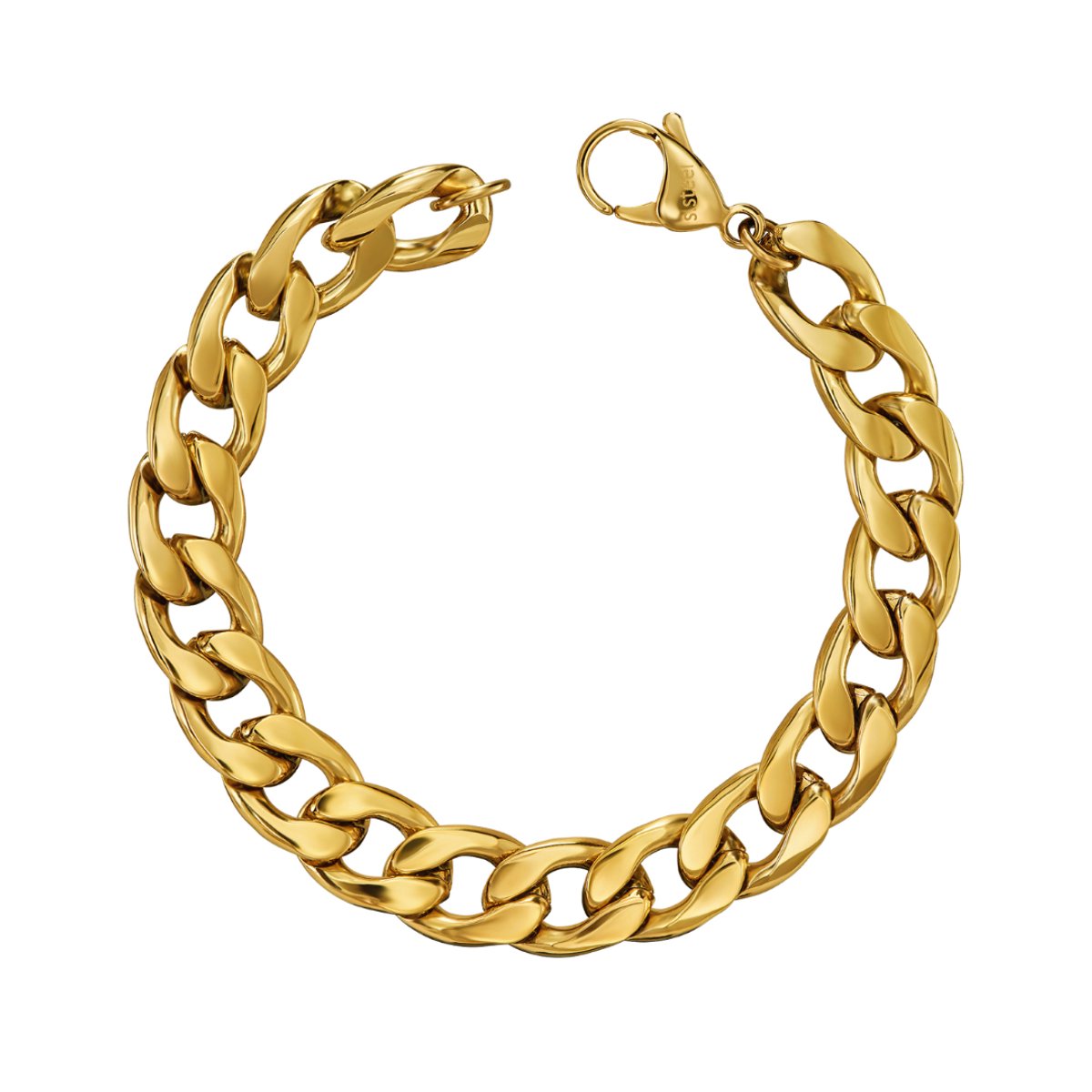 Traveller Armband - Heren - Edelstaal - Verguld - Goudkleurig - Schakels - 21 x 1,10 cm - 181304