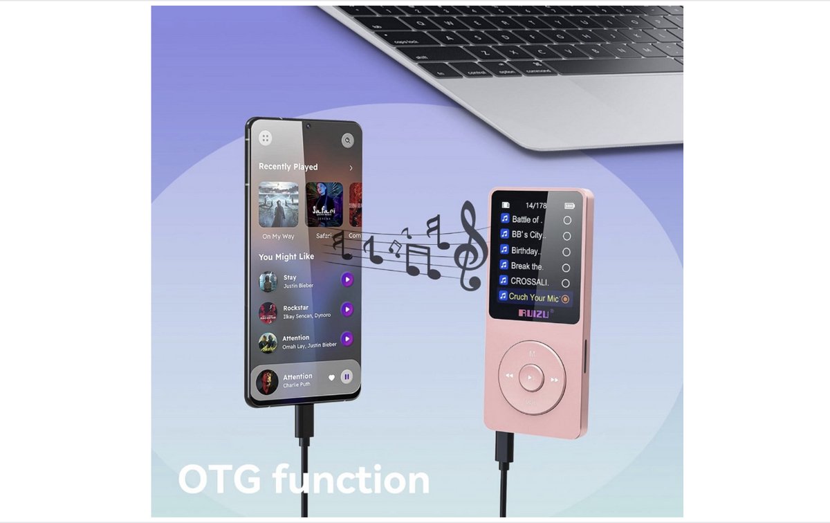 Lecteur MP3 Bluetooth 5.3 - 32 Go, 80h Autonomie - Ultra Léger 30g