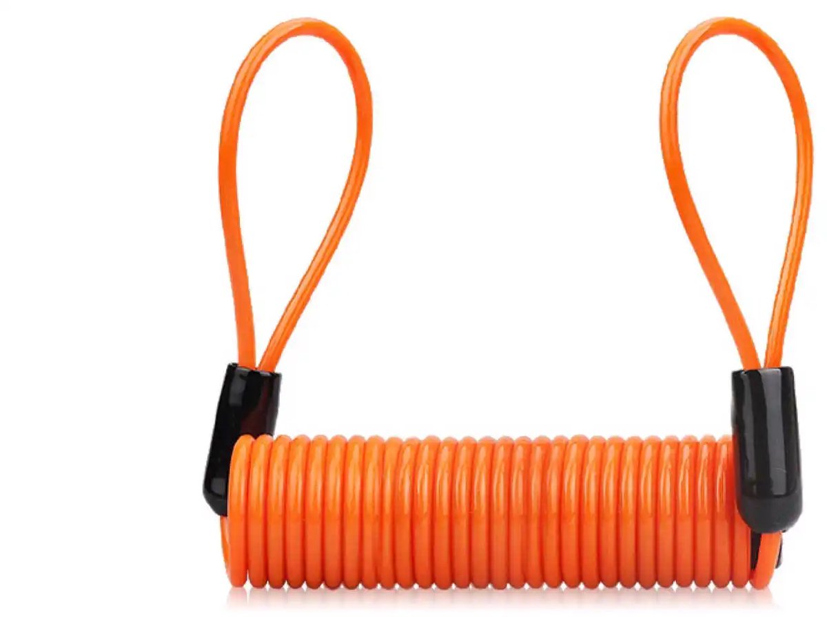 Rieba® Schijfremslot Reminder - Reminderkabel voor Schijfremslot - Kabelslot Reminder - 120 cm x 4 mm - Geschikt voor Scooter Motor Fiets Step en Elektrische Fiets - Oranje