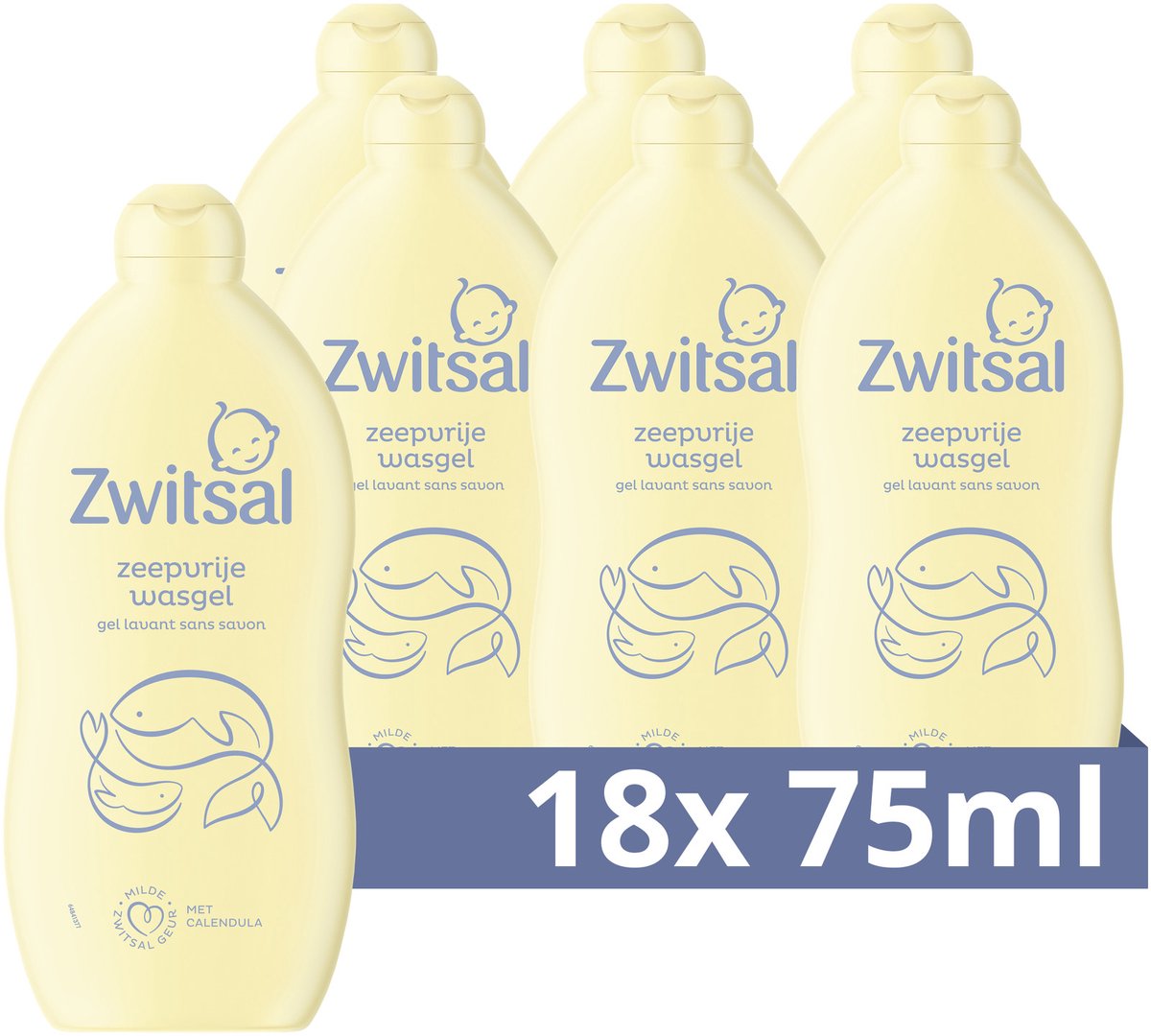 Goedkoopste Zwitsal Zeepvrije Wasgel - Baby - helpt de natuurlijke huidbarrière te beschermen - 18 x 75 ml